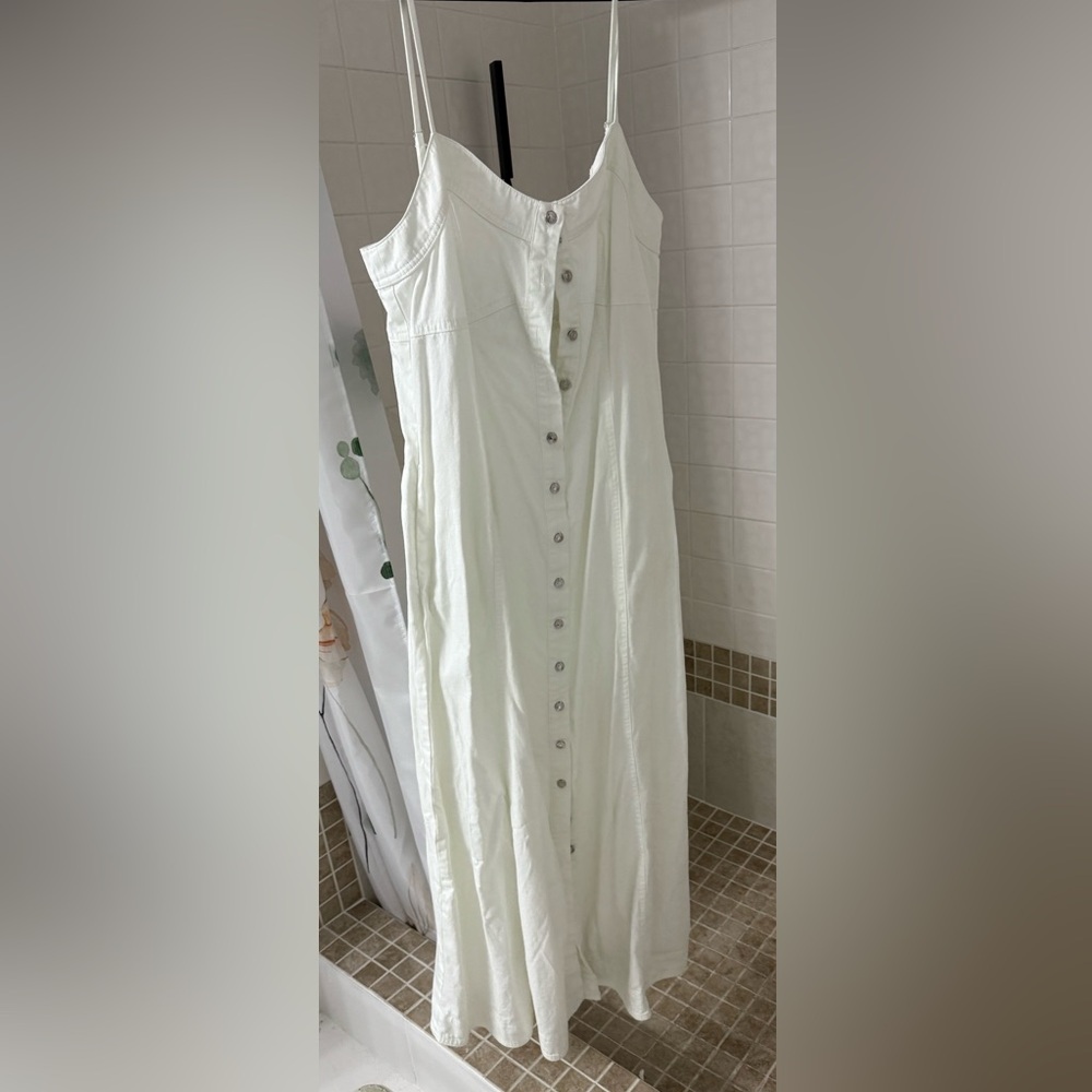 Free People White Button-Down Maxi dress